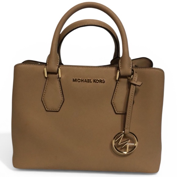Michael Kors Handbags - Michael Kors Tan Saffiano Leather Satchel with Gold Hardware